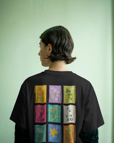 Collage Flower Cards Oversized Tee